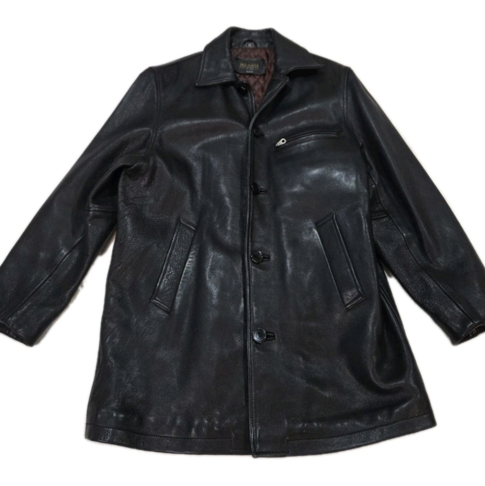VTG Michael Lawrence Black Full Grain Leather Blazer Jacket Size Medium Women